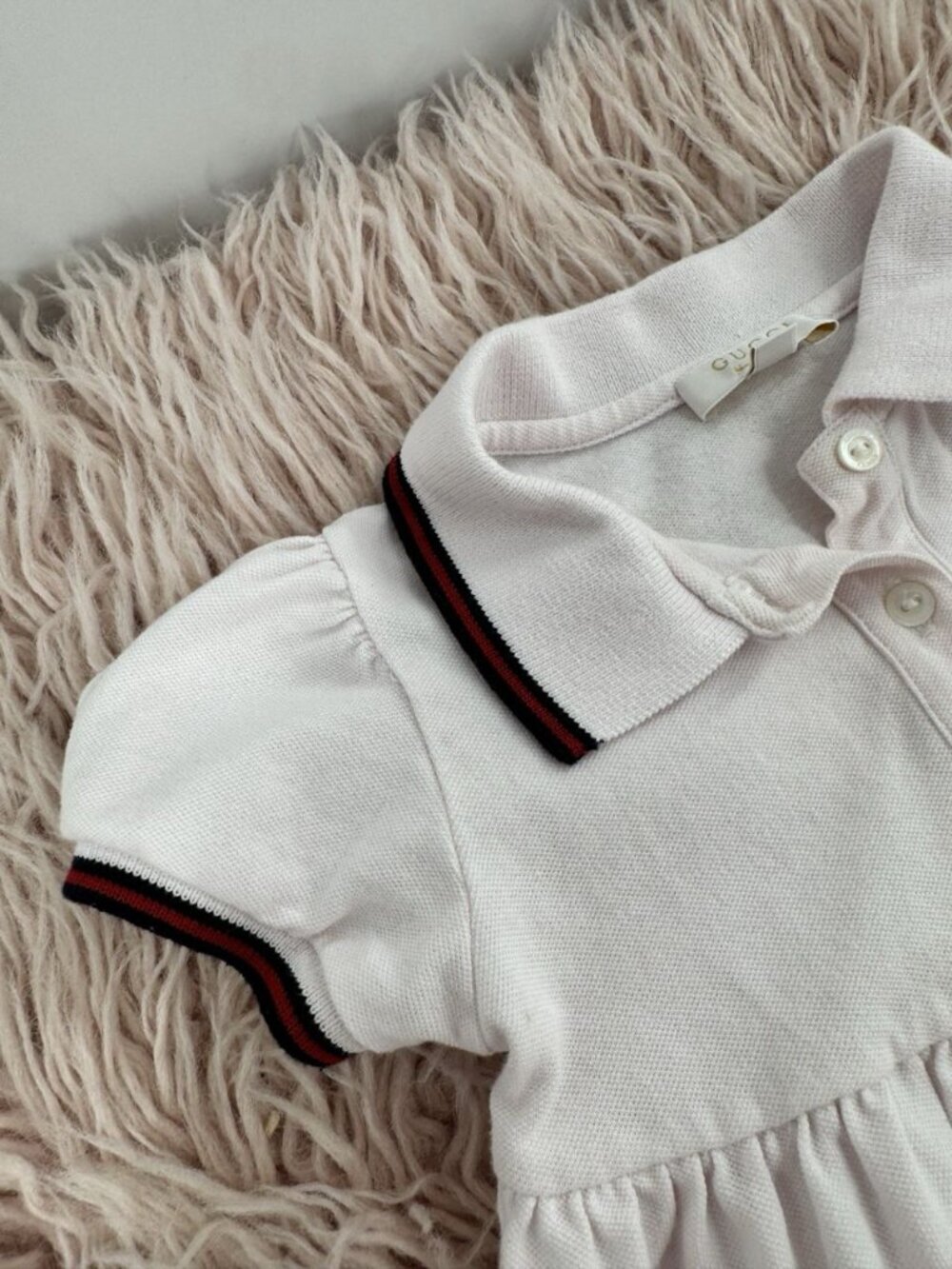 Gucci Baby Girl Light Pink Dress with Navy and Burgundy Trim Size 12M-18M - Picture 4 of 15